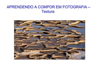 APRENDENDO A COMPOR EM FOTOGRAFIA –
Textura
 