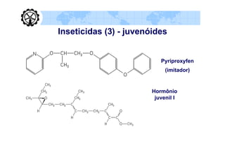 Inseticidas (3) - juvenóides


                           Pyriproxyfen
                             (imitador)


                        Hormônio
                         juvenil I
 