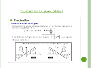 FUNÇÃO DO 1º GRAU (AFIM)
 