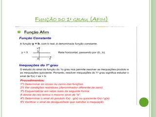 FUNÇÃO DO 1º GRAU (AFIM)
 