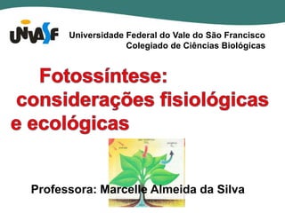 Universidade Federal do Vale do São Francisco
Colegiado de Ciências Biológicas

Professora: Marcelle Almeida da Silva

 