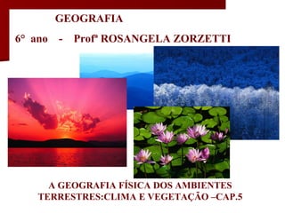 GEOGRAFIA  6°  ano  -  Profª ROSANGELA ZORZETTI A GEOGRAFIA FÍSICA DOS AMBIENTES TERRESTRES:CLIMA E VEGETAÇÃO –CAP.5 