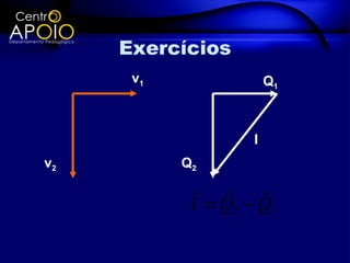 Exercícios
      v1                Q1



                    I
v2         Q2
                   
            I = Q2 − Q1
 