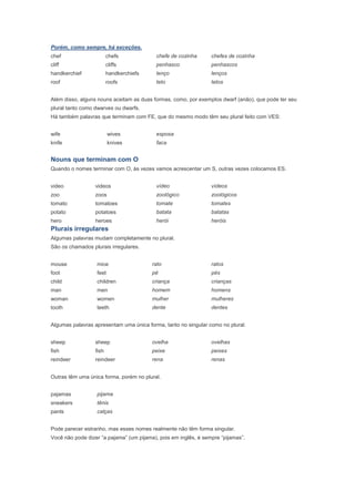 Plural dos substantivos em inglês - Mars Idiomas - Escola de Idiomas
