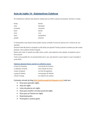 Aula de inglês 14 substantivos coletivos | PDF
