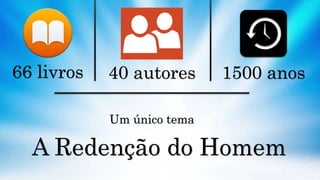 66 livros 40 autores 1500 anos
Um único tema
A Redenção do Homem
 