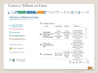 Cursos y Talleres en Línea




                             Profesora Reyna Piña Ugalde
 