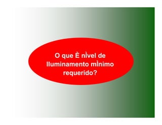 O que È nÌvel de
Iluminamento mÌnimo
requerido?
 