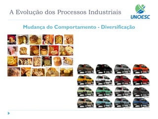 A Evolução dos Processos Industriais 
Mudança do Comportamento -Diversificação  