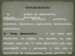 AULA DE REDAÇÃO 2 - TIPOS DE REDAÇÃO.pptx