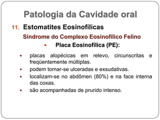Patologia da Cavidade oralEstomatites EosinofílicasSíndrome do Complexo Eosinofílico FelinoPlaca Eosinofílica (PE):