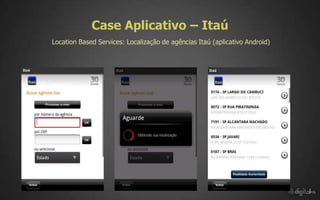 Case Aplicativo – Itaú
Location Based Services: Localização de agências Itaú (aplicativo Android)
 