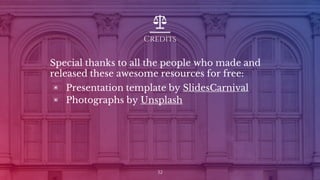 Credits
Special thanks to all the people who made and
released these awesome resources for free:
▣ Presentation template by SlidesCarnival
▣ Photographs by Unsplash
32
 