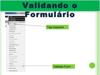 Validando o Formulário Tag Inspector Validate Form 