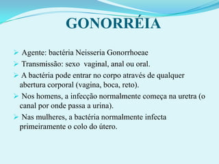  A bactéria pode entrar no corpo através de qualquer abertura corporal (vagina, boca, reto).