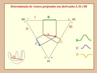 I
III
BE
PE
II
BD
-
+
-
-
+ +
A
A
B
C
C D
D
B
Determinação de vetores projetados nas derivações I, II e III
 