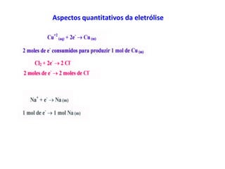Aspectos quantitativos da eletrólise
 