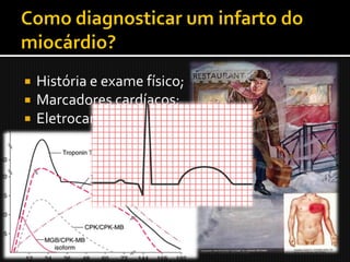    História e exame físico;
   Marcadores cardíacos;
   Eletrocardiograma.
 
