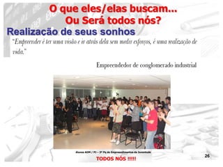 26
O que eles/elas buscam...
Ou Será todos nós?
Realização de seus sonhos
TODOS NÓS !!!!!
Alunos ADM / PJ – 3º Pq de Empreendimentos da Juventude
 