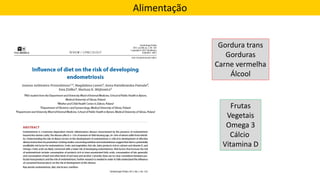 Alimentação
Gordura trans
Gorduras
Carne vermelha
Álcool
Frutas
Vegetais
Omega 3
Cálcio
Vitamina D
 