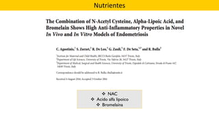 ❖ NAC
❖ Acido alfa lipoico
❖ Bromelaína
Nutrientes
 