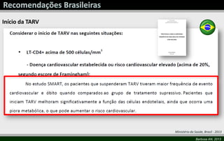 Barbosa AN, 2013
Início da TARV
Ministério da Saúde, Brasil - 2013
 