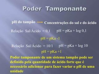 Sistema TampãoUm tampão é uma  mistura de um ácido fraco e do seu sal, capaz de captar e libertar H+.