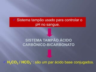 Principais Sistemas TampãoO pH extracelular: Ácido carbónico/    bicarbonatoO pH intracelular:Proteínas