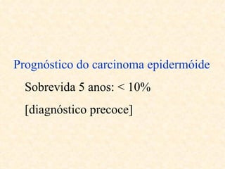 Prognóstico do carcinoma epidermóide
  Sobrevida 5 anos: < 10%
  [diagnóstico precoce]
 