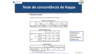 Teste de concordância de Kappa
EGVILELA
Valorizem o
teste da
Concordância
neste caso
 