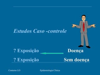 Conterno LO Epidemiologia Clínica
? Exposição Doença
? Exposição Sem doença
Estudos Caso -controle
 