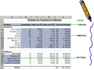 Faixas:
(A4:E4)

(B6:E14)

(A17:A21)

5

 