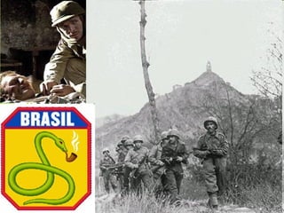 Estado Novo na Segunda Guerra Mundial Vargas no princípio mantém a Neutralidade; No seu governo havia simpatizantes do Eixo (Francisco Campos) e dos Aliados (Oswaldo Aranha). A partir de 1941 Vargas passa a apoiar os Aliados e em troca recebe financiamento para a Usina de Volta Redonda; Brasil passa a fornecer borracha e ferro e permite a instalação de bases no Nordeste; Alemanha reage – torpedeamento de navios; 31/08/1942 Vargas declara guerra ao Eixo; 1944 a FEB vai a luta na Itália – Monte Castelo, Castelnuovo, Collechio e Fornovo. 