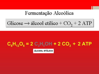 C6H12O6 = 2 C2H5OH + 2 CO2 + 2 ATP
 