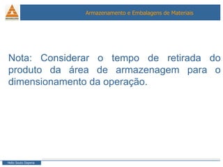 Nota: Considerar o tempo de retirada do produto da área de armazenagem para o dimensionamento da operação. 