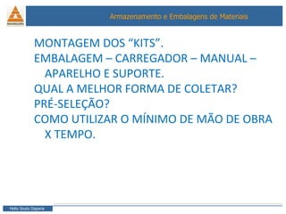 MONTAGEM DOS “KITS”. EMBALAGEM – CARREGADOR – MANUAL – APARELHO E SUPORTE. QUAL A MELHOR FORMA DE COLETAR? PRÉ-SELEÇÃO? COMO UTILIZAR O MÍNIMO DE MÃO DE OBRA X TEMPO. 