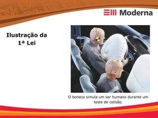 Ilustração da
    1ª Lei




                O boneco simula um ser humano durante um
                             teste de colisão.
 