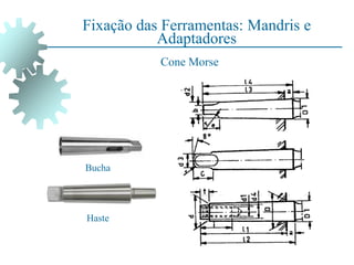 Fixação das Ferramentas: Mandris e
Adaptadores
Cone Morse
Bucha
Haste
 