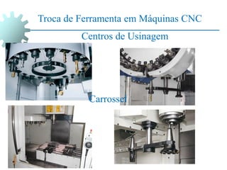 Troca de Ferramenta em Máquinas CNC
Centros de Usinagem
Carrossel
 