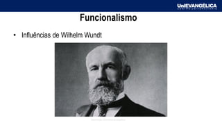 Associação Educativa Evangélica
Funcionalismo
• Influências de Wilhelm Wundt
 