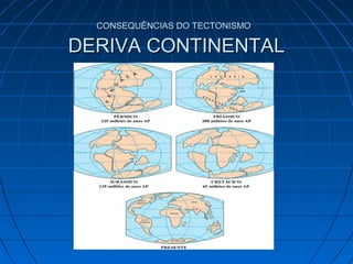 CONSEQUÊNCIAS DO TECTONISMOCONSEQUÊNCIAS DO TECTONISMO
DERIVA CONTINENTALDERIVA CONTINENTAL
 