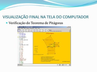 VISUALIZAÇÃO FINAL NA TELA DO COMPUTADORVerificação do Teorema de Pitágoras