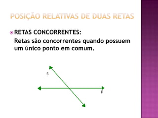 Retas perpendicularesÂngulo AdjacenteÂngulo ComplementarÂngulo SuplementarÂngulos opostos pelo vértice (o.p.v)