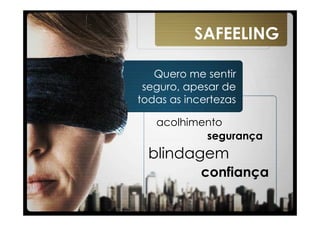 SAFEELING

   Quero me sentir
 seguro, apesar de
todas as incertezas

   acolhimento
           segurança
  blindagem
            confiança
 