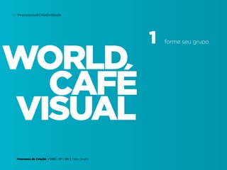 Processos de Criação • | IED | SP | BR | Fabio Silveira
Processos&Criatividade64
world
visual
cafÉ
1 forme seu grupo
 