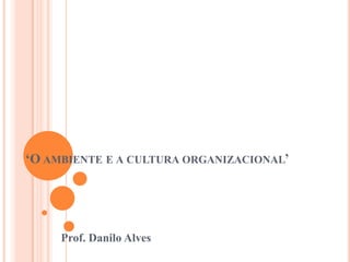 ‘O AMBIENTE E A CULTURA ORGANIZACIONAL’




     Prof. Danilo Alves
 