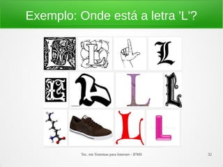 Tec. em Sistemas para Internet - IFMS 32
Exemplo: Onde está a letra 'L'?
 