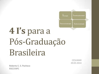 4 I’s para a
Pós-Graduação
Brasileira
CESUMAR
20.03.2014
Roberto C. S. Pacheco
EGC/USFC
 