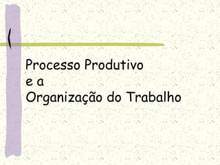 Processo Produtivo
e a
Organização do Trabalho
 