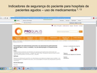 Indicadores de segurança do paciente para hospitais de
pacientes agudos – uso de medicamentos 7, 13
 